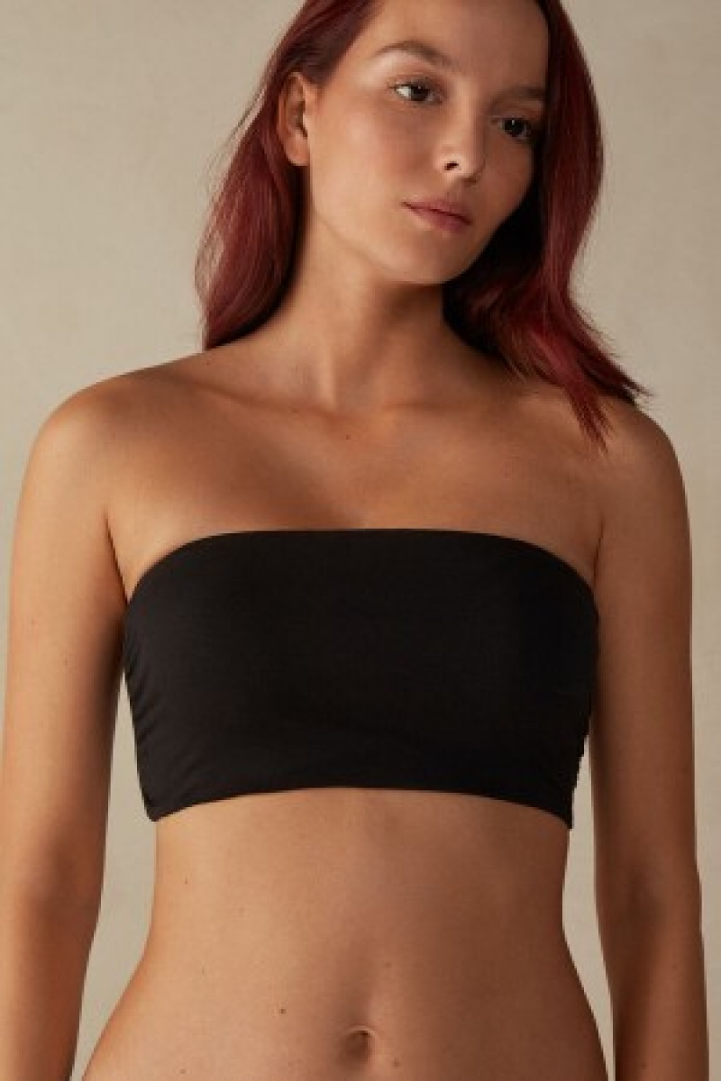 Black Intimissimi Cotton Bra Top | CAZPD54089